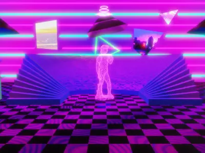 Customizable Vaporwave Scene Free 3D model