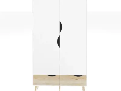 Diana 2 Drawer and 2 Door Wardrobe 3D model