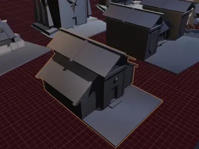 The collection of 8 Houses for games Free low-poly 3D model