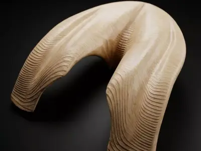 Parametric Wooden Pavilion - Futuristic Organic Shelter Low-poly 3D model