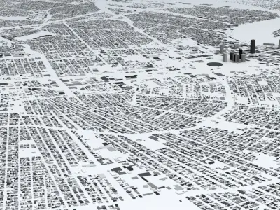 New Orleans Downtown Streets and Buildings 3D model