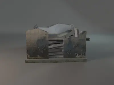 Small Post Apocalyptic set Low-poly 3D model