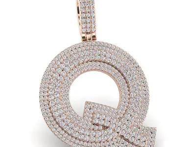 Alphabet Latter Q Diamond Pendent 3D print model