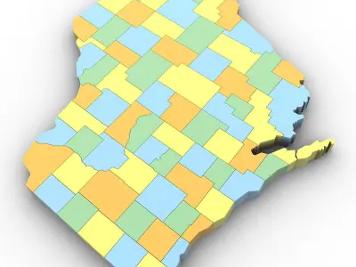 Wisconsin Political Map 3D model