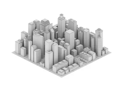Abstract skyscrapercity Low-poly 3D model