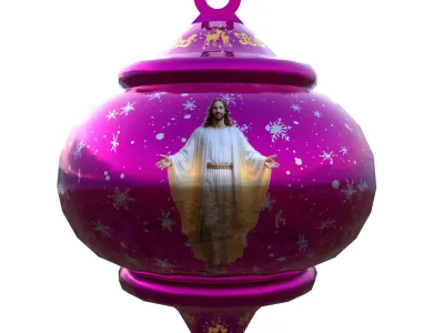 Festive Red Christmas Bauble  3D Model PBR  Low Poly Ready Low-poly 3D model