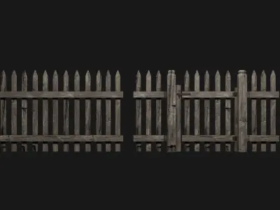 Old Wooden Fence Modular Free low-poly 3D model