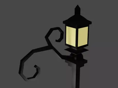 Gothic Style Lamppost Low-poly 3D model