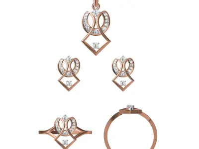 Light wt Ring Earrings Pendant set stl jcd 1-render details  3D print model purchase
