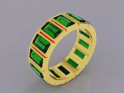 Bezel set baguette cut diamond eternity ring band 3D print model