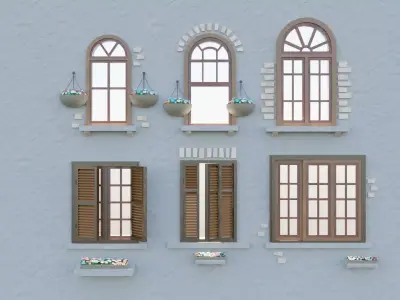 Windows 6pcs pack Low-poly 3D model
