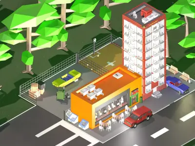 House city building game Free low-poly 3D model