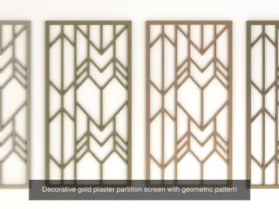 Decorative gold plaster screen with geometric pattern 6 3D Model Pack