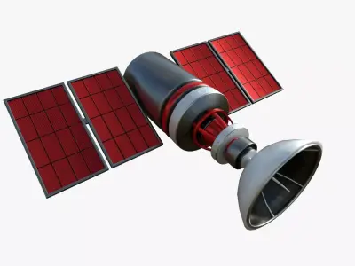 Satellite D04 Steel Red - SciFi Space Design Low-poly 3D model