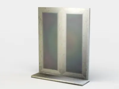 Window metal frame with mirror Low-poly 3D model