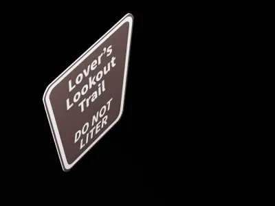 Street Sign Trapezoid Low-poly 3D model