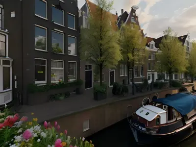 HDRI Skybox Amsterdam Canal Low-poly 3D model