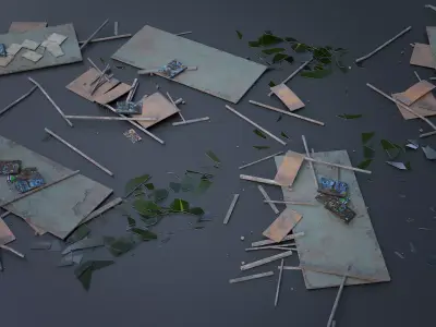 Abandoned School Elements Low-poly 3D model