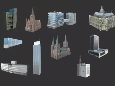 Medellin city package  Low-poly 3D model