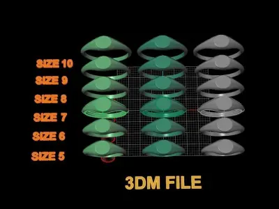 Dainty Thin Signet Ring Round Mix Size 3D print model