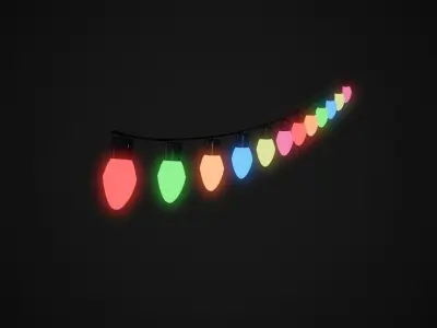 Low Poly Christmas Lights   Low-poly 3D model