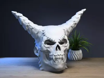Skull demon headdphone Stand Cyborg Headset Stand 3D print model