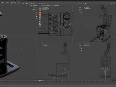 CYBERPUNK COLLECTION KITCHEN STOVE TOP WITH OVEN AND VENT 3D model