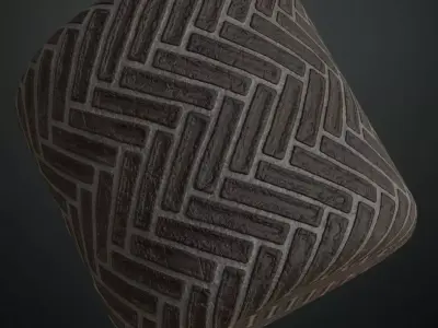 Black Rubber Studded Tactile Paving PBR Seamless Texture