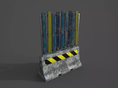 Concrete barrier  Low-poly 3D model 12