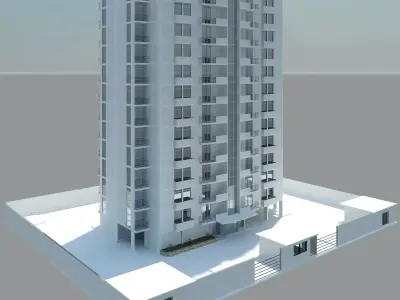 High Rise Residential Apartment Building 15 Floors Revit 2024 3D model