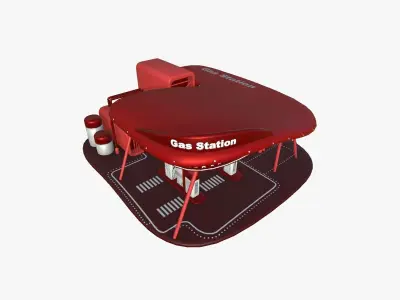 SciFi Gas Station A05 Red - Sci Fi Exterior Design Low-poly 3D model