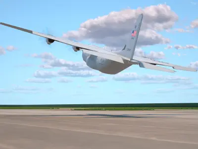  US Military Transport Aircraft Lockheed C 130 Hercules with Cargo Rigged 