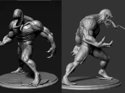 Venom 3D print model statue of monster 3D model