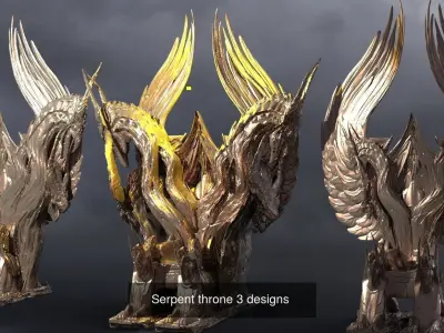 Dragon Sculpture Throne collection 1 3D Model Pack