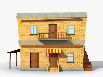 Cartoon House v Low-poly 3D model