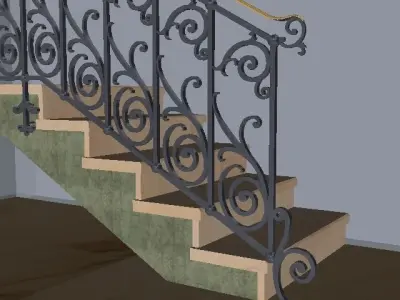 Wrought iron railing 3D model