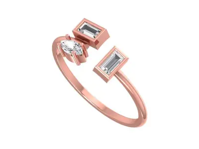 Three Stone Light Weight Band Ring 3D print model