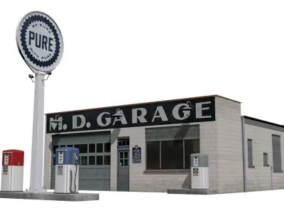 Gas station Low-poly 3D model