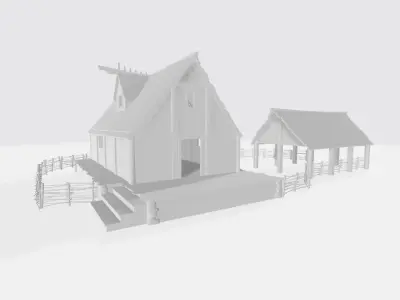 Medieval Farm Workshop House Low-poly 3D model