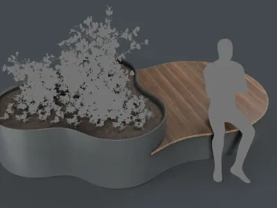 Modern Outdoor Bench 112 PBR Game Ready Low-poly 3D model