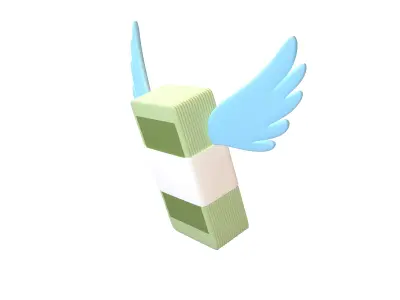 Cartoon Money With Wing V1 004 Low-poly 3D model