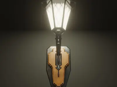 Medieval Street Lamp Low-poly 3D model