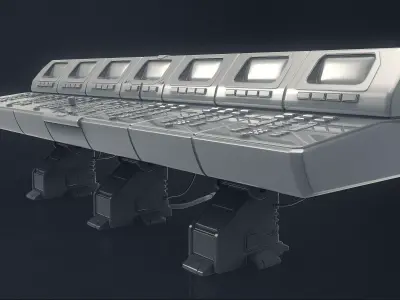 Large Scifi 3D Computer Control Panel 3D model