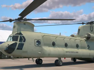  Transport Helicopter CH 47 Chinook with Cargo Rigged 