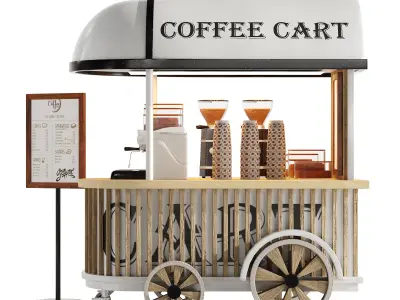 Coffee Cart White set 6 3D model