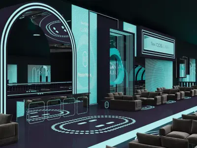 Futuristic Event Exhibition Stand - Product Launch Stage - PBR Low-poly 3D model