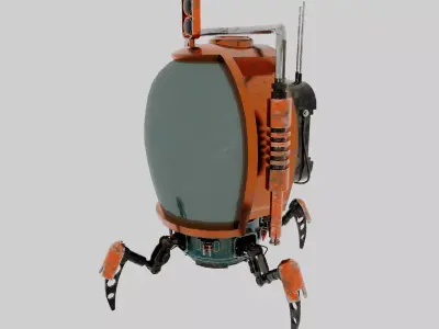 Spider Bot  A Sci-fi Space Spy Robot With mechanical Legs Low-poly 3D model