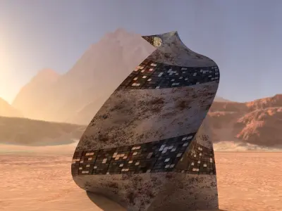 Post Apocalyptic Rusted Building Night Windows 3D model