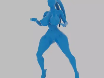 Curvy Alien Warrior Sci-Fi Pinup Statue 3D print model