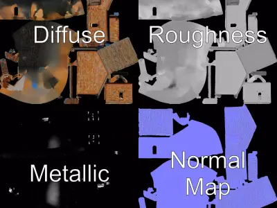 Rustic Brick House model pack Low-poly 3D model